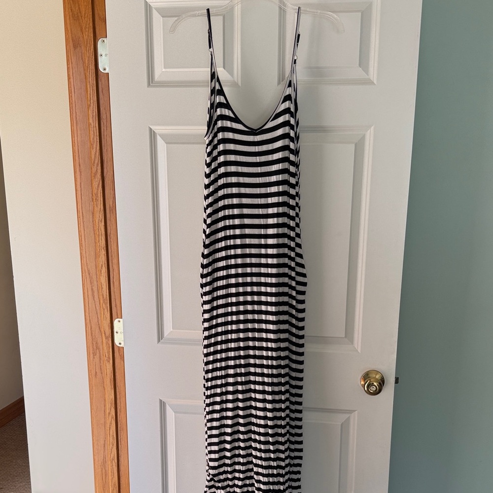 Black and White Striped Maxi Dress